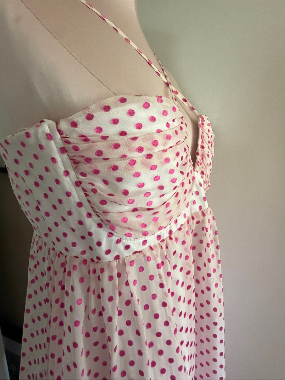 Vintage Betsy Johnson Pink Polka Dot Sundress with Cross Back Straps NWT - Picture 5 of 8